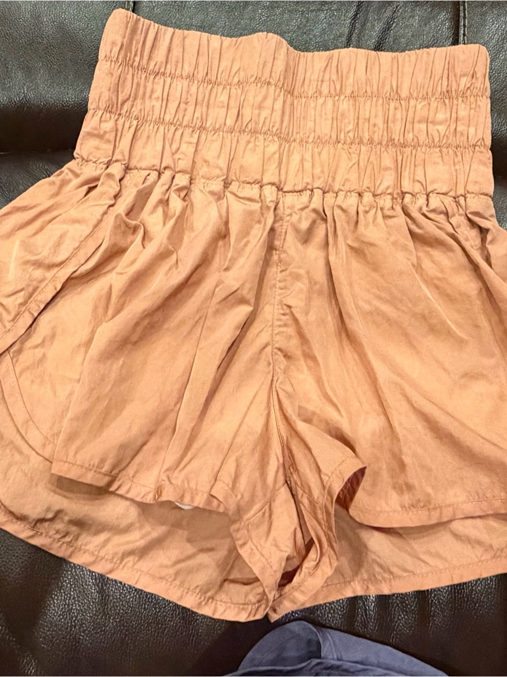 Free People Smocked High-Waist Peach Shorts